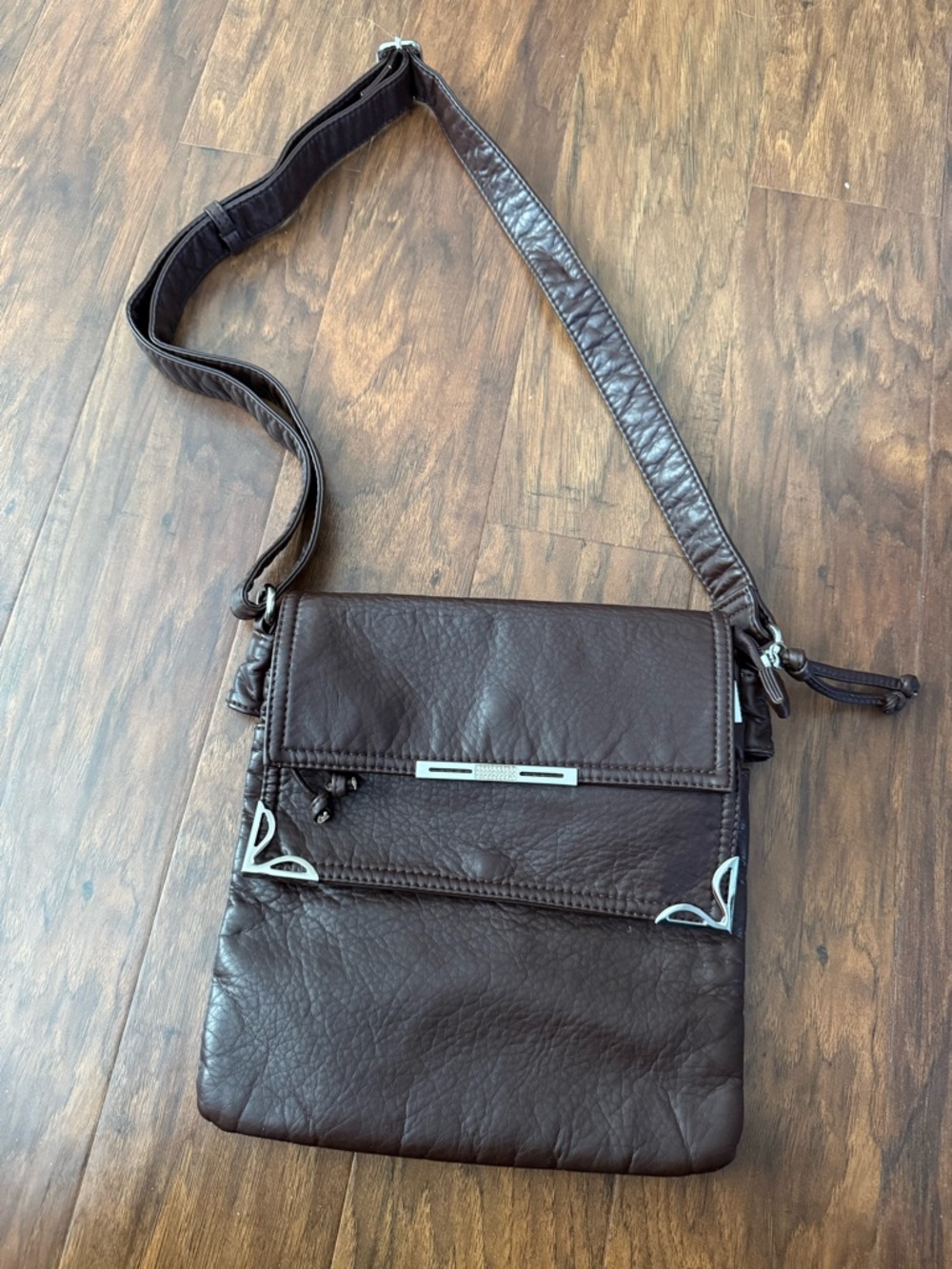 Leather Crossbody Bag in Dark Brown - Men